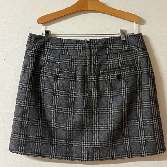 Gap Plaid Wool Y2K Mini Skirt Gray School Girl Academia Preppy Lined Size 6 - Picture 3 of 7